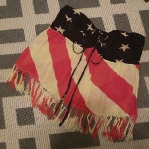 *PD* Ralph Lauren Fringed Flag Strapless Crop Top